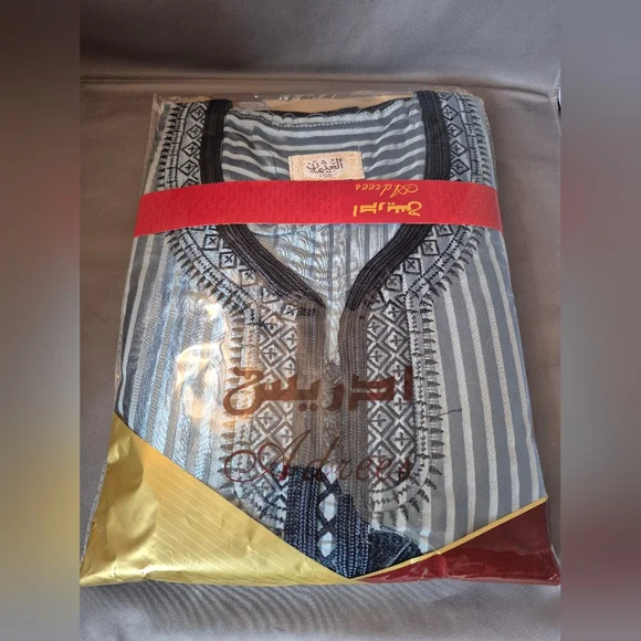 Striped Gray Kaftan - Picture 1 of 3